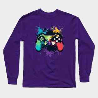 Hip Hop Graffiti Game Controller Sign Design for Boys Kids Long Sleeve T-Shirt